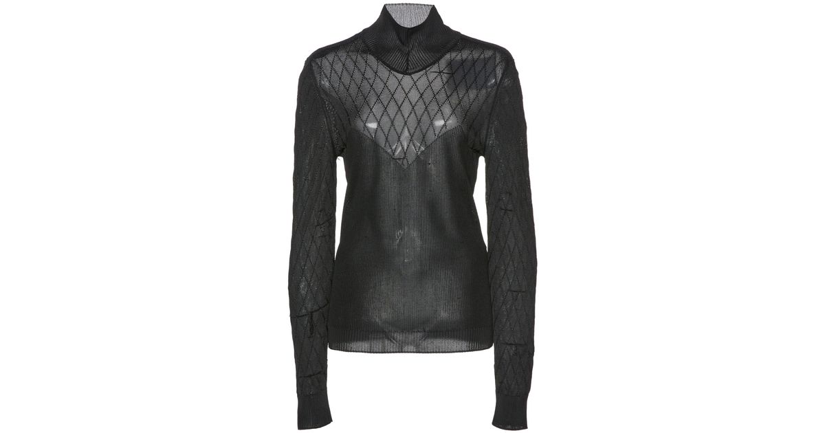 Paco Rabanne Synthetic Knit Mock Neck Top in Black - Lyst