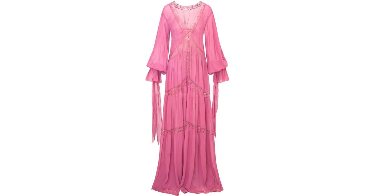 LoveShackFancy Lyvienne Lace-Trimmed Chiffon Maxi Dress in Pink | Lyst LoveShackFancy Lyvienne Lace-Trimmed Chiffon Maxi Dress in Pink | Lyst