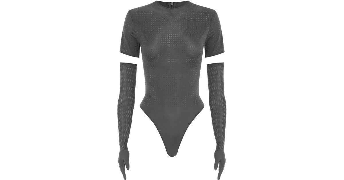 Alex Perry Crystal-embellished Jersey Bodysuit And Glove Set in