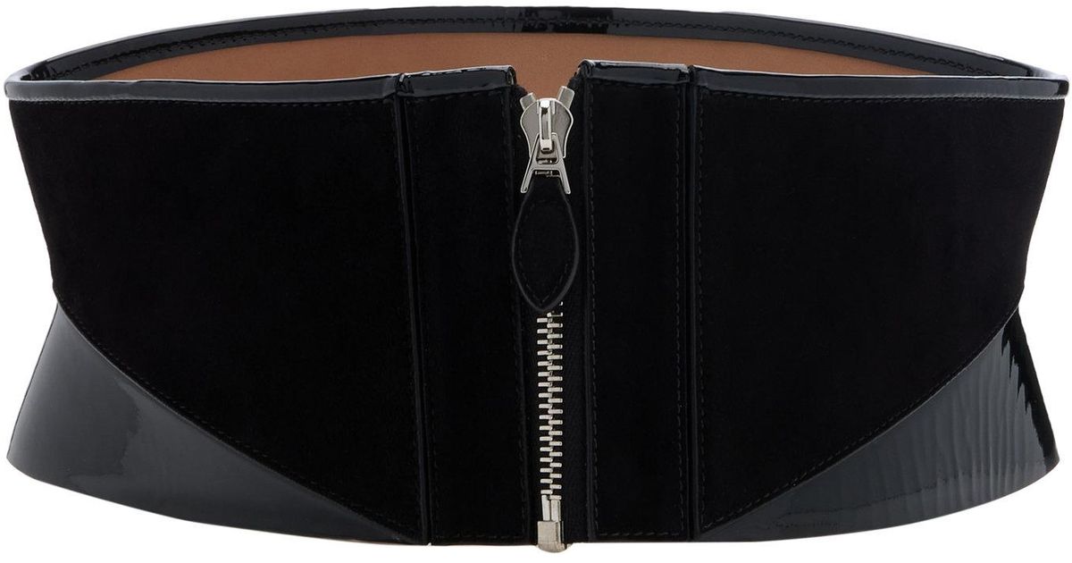 Atia Artisan Embossed Black Suede Corset Belt Adalynn Belt - Wide Waist Black Leather Contemporary Corset  main image 2