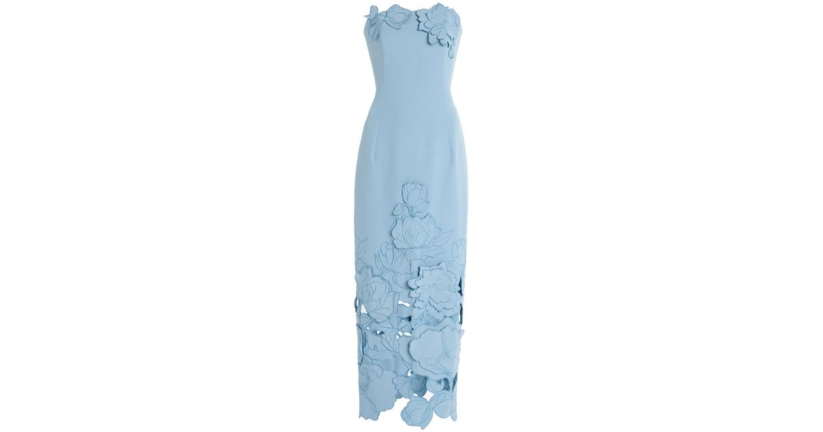 LEO LIN Exclusive Rayna Floral-Appliqud Cutout Crepe Maxi Dress in Blue | Lyst LEO LIN Exclusive Rayna Floral-Appliqud Cutout Crepe Maxi Dress in Blue | Lyst