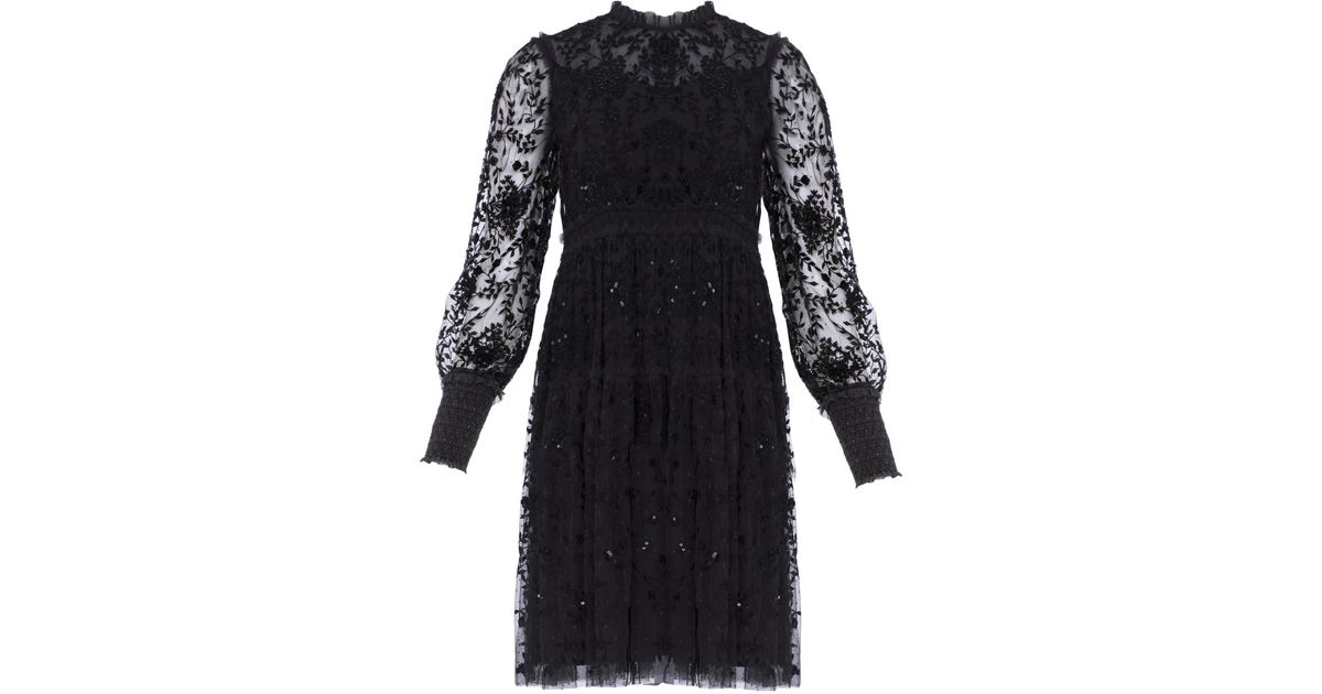 needle and thread black and white gown