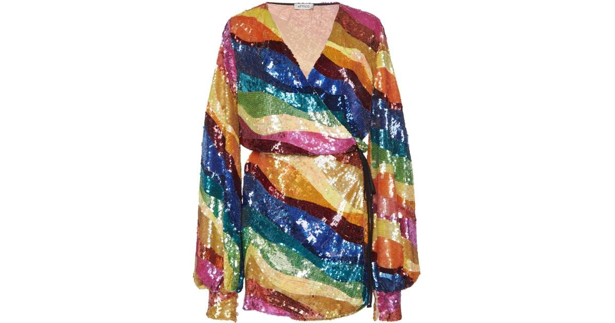 attico rainbow sequin dress