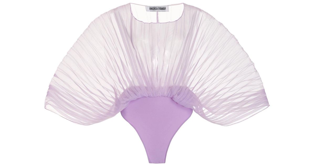 Andrea Iyamah Sombra Pleated Organza Bodysuit in Purple - Lyst