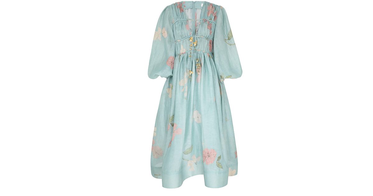 Zimmermann Illuminate Drawn Billow Dress in Blue | Lyst Zimmermann Illuminate Drawn Billow Dress in Blue | Lyst