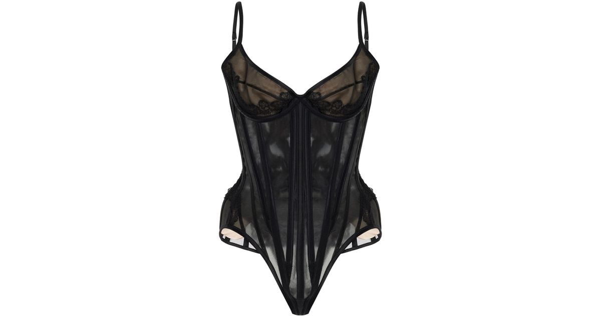 Wiederhoeft Salon Lace Corset Bodysuit in Black Lyst — free download