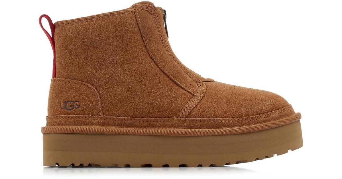 UGG Neumel Suede Platform Ankle Boots in Brown Lyst