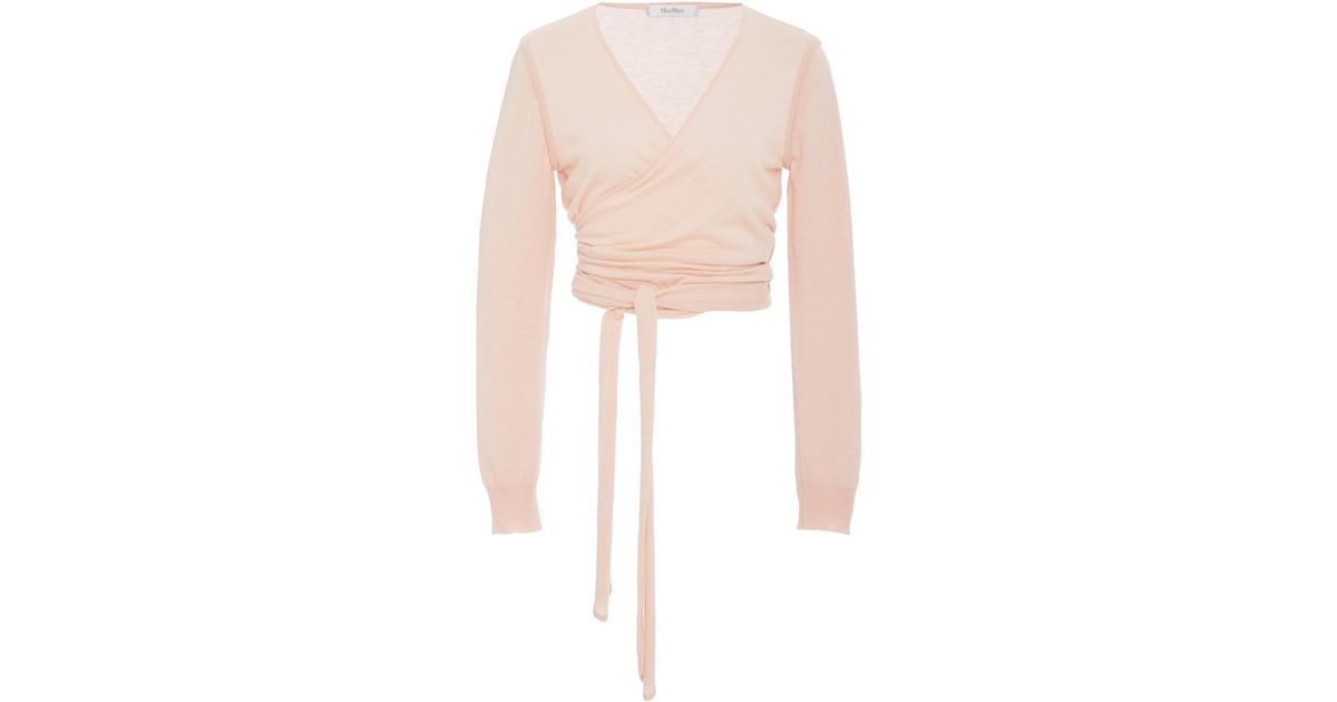 Max Mara Cirino Silk And Cashmere Wrap Top in Pink - Lyst