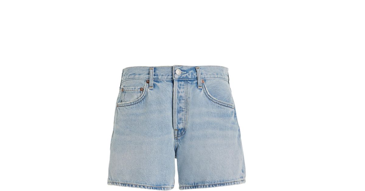 Agolde Parker Long Organic Cotton Denim Shorts in Blue Lyst