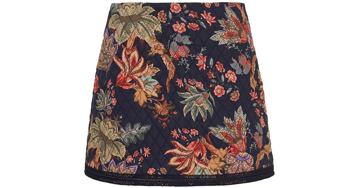 Cara Cara Chrissy Quilted Floral Cotton Mini Skirt in Black | Lyst