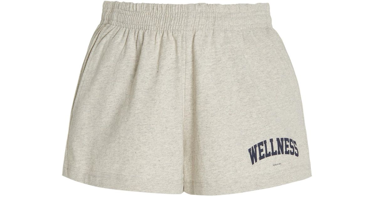 Sporty And Rich Wellness Ivy Printed Cotton-jersey Shorts In Black