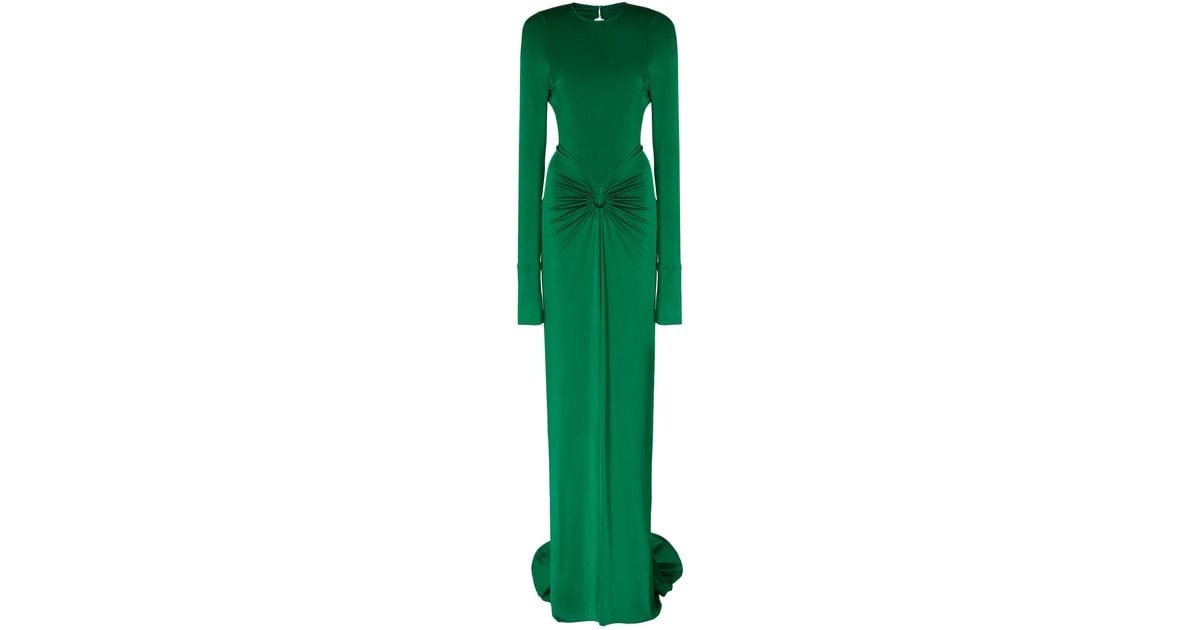 Victoria Beckham Gathered Open Back Gown in Green | Lyst