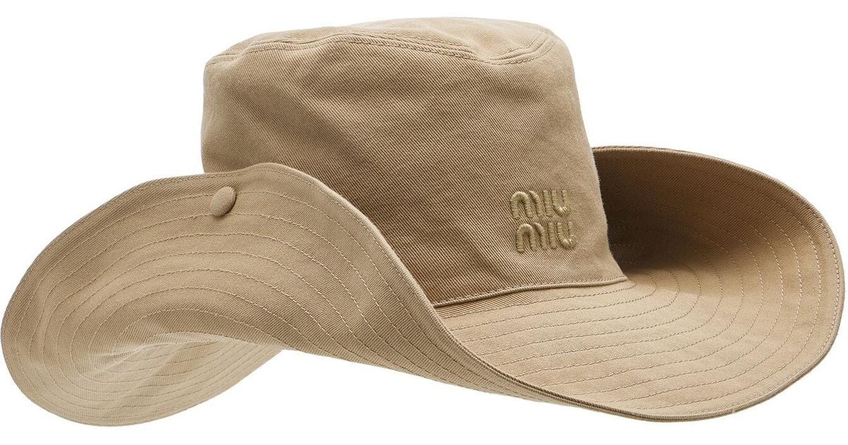 Miu Miu Gabardine Cowboy Hat in Natural | Lyst UK