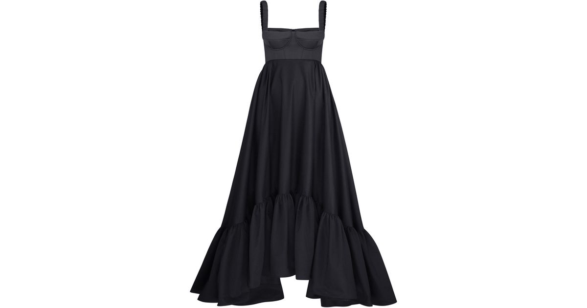 Anna October Snowdrop Asymmetric Cotton-blend Maxi Dress in Black | Lyst