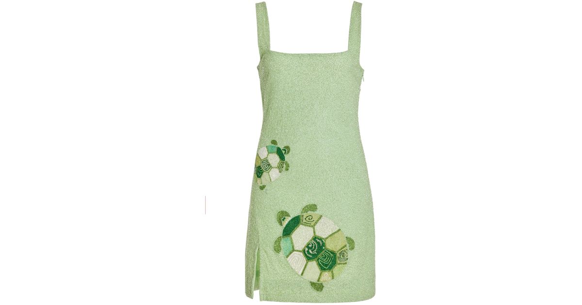 STAUD Le Sable Embellished Mini Dress in Green | Lyst