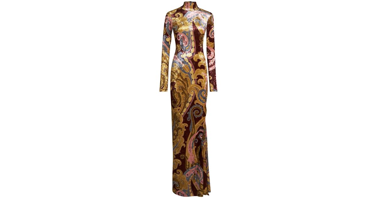 Etro Crushed Velvet Maxi Dress | Lyst