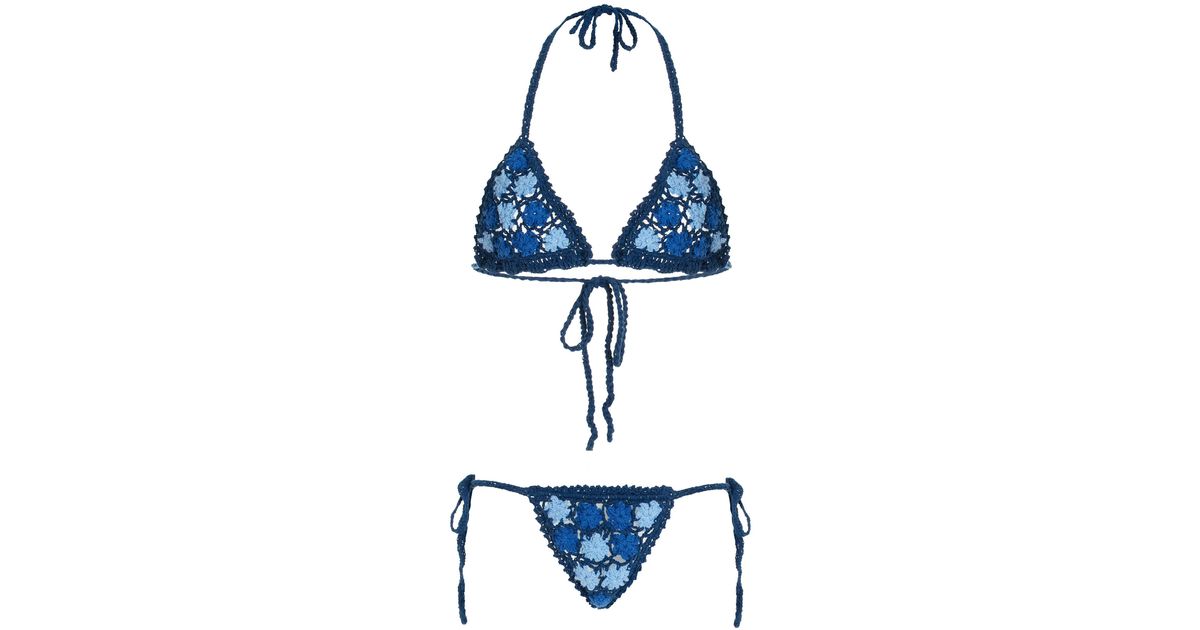 Akoia Swim Exclusive Dahlia Crocheted Cotton Bikini in Blue | Lyst