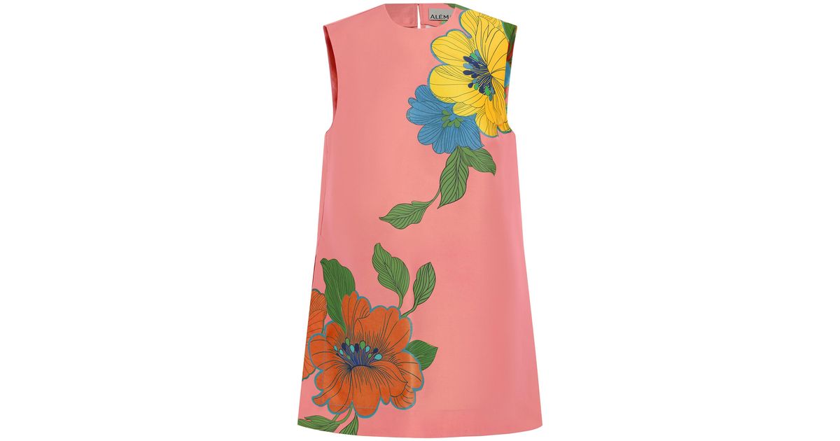 ALMAIS Exclusive Piato Floral-satin Mini Shift Dress in Pink | Lyst