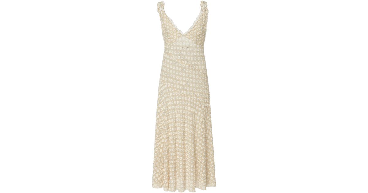 ALEXACHUNG Floral Cloqu Midi Dress in Natural | Lyst ALEXACHUNG Floral Cloqu Midi Dress in Natural | Lyst