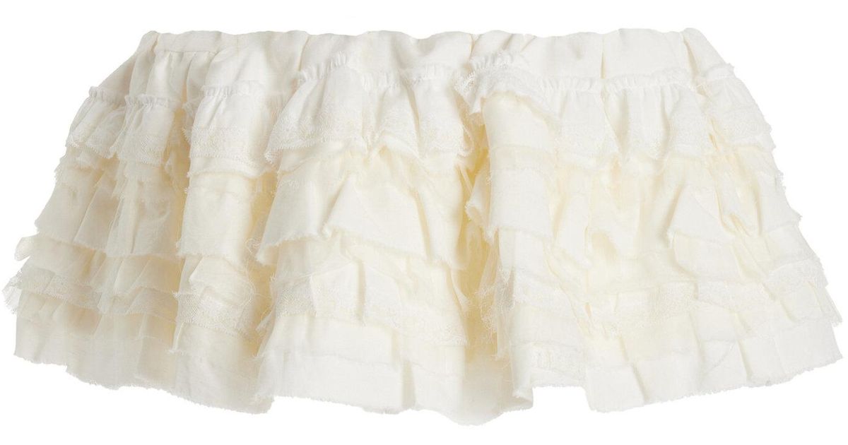 ミニスカート MIUMIU IVORY LINEN BLEND MINI SKIRT MIU MIU Size 38 Mini Skirt Wool Ivory