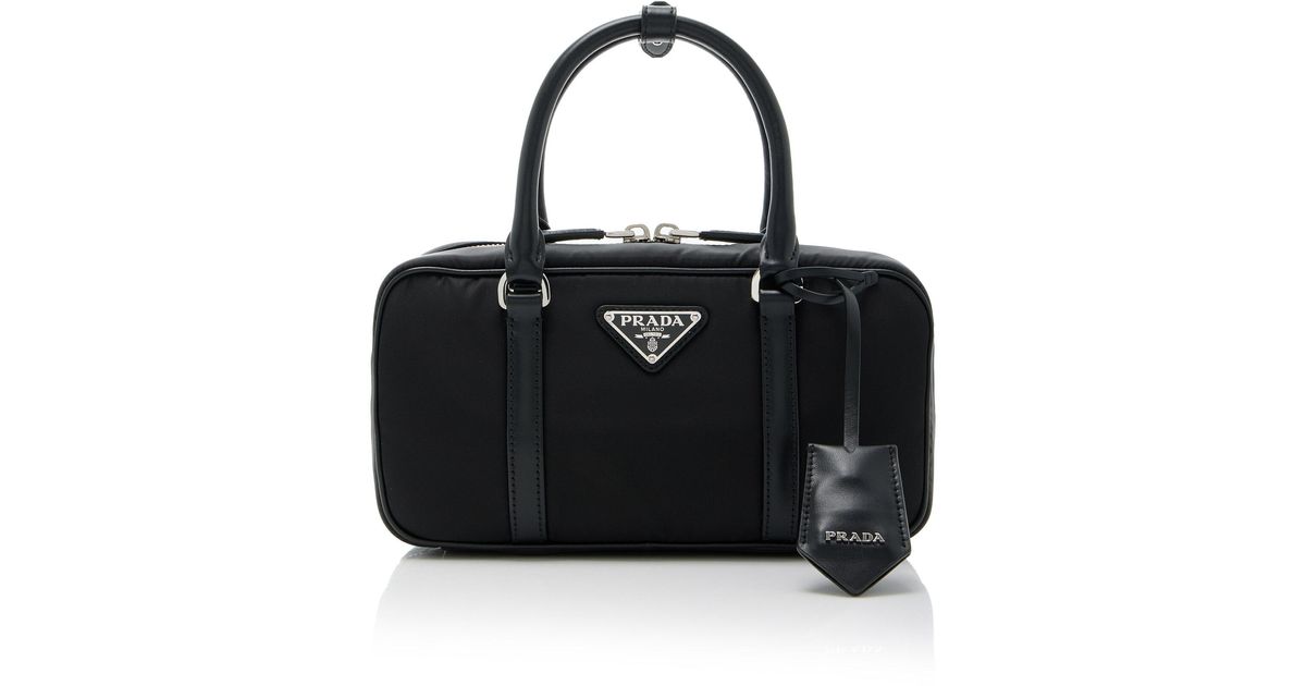 Prada Bauletto Leather-trimmed Re-nylon Top Handle Bag in