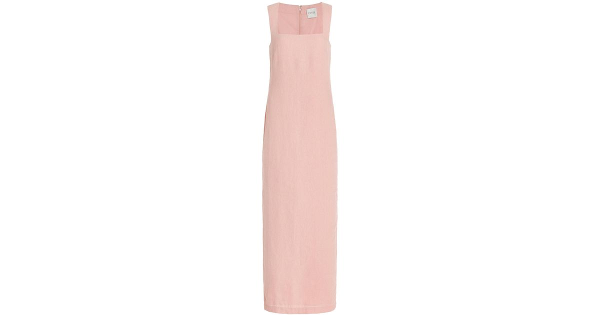 Posse Exclusive Alice Linen Midi Dress in Pink | Lyst Posse Exclusive Alice Linen Midi Dress in Pink | Lyst