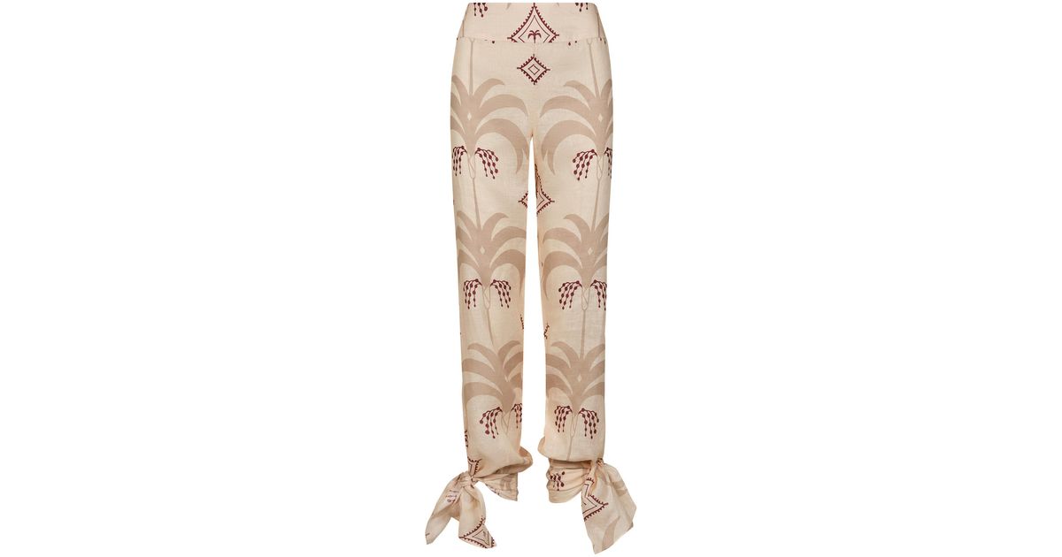 Johanna Ortiz Femininity Dramatic Printed Linen Pants in Natural | Lyst