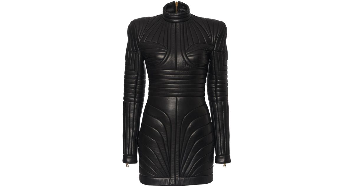 balmain leather dress