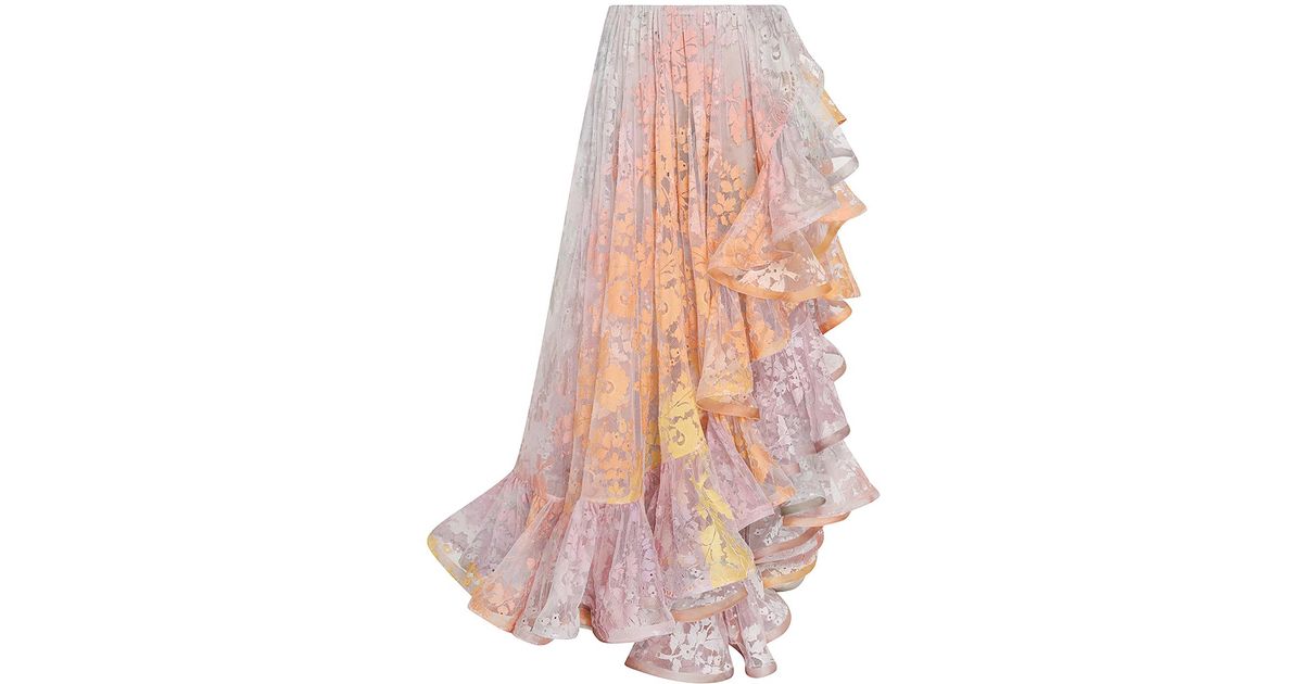 Zimmermann Dawning Lace Billow Skirt in Pink | Lyst UK