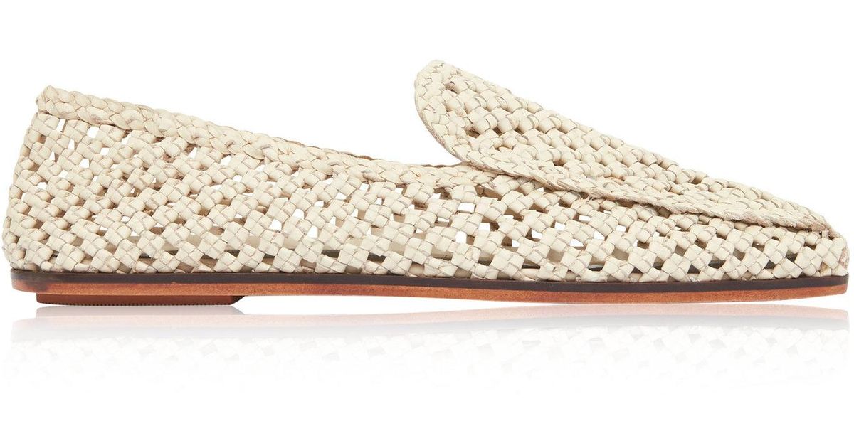 St. Agni Macrame Leather Loafers in White | Lyst