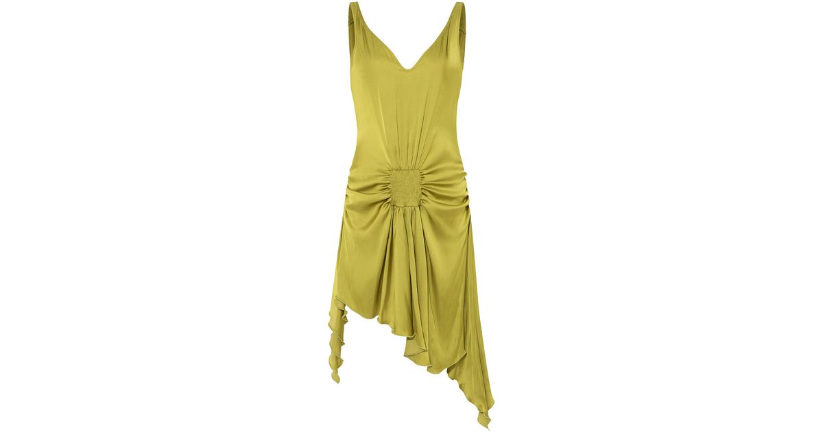 siedrés clemens ruched satin mini dress Siedres Clemens Ruched Satin Mini Dress in Green