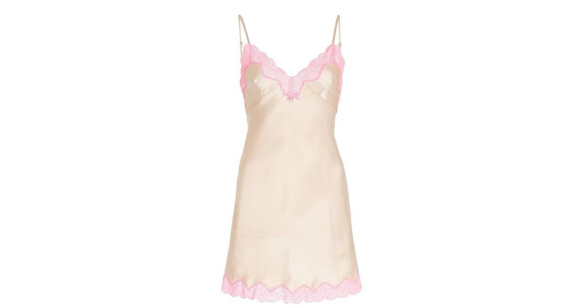 Alexander Wang Lace Silk Mini Slip Dress in Pink | Lyst