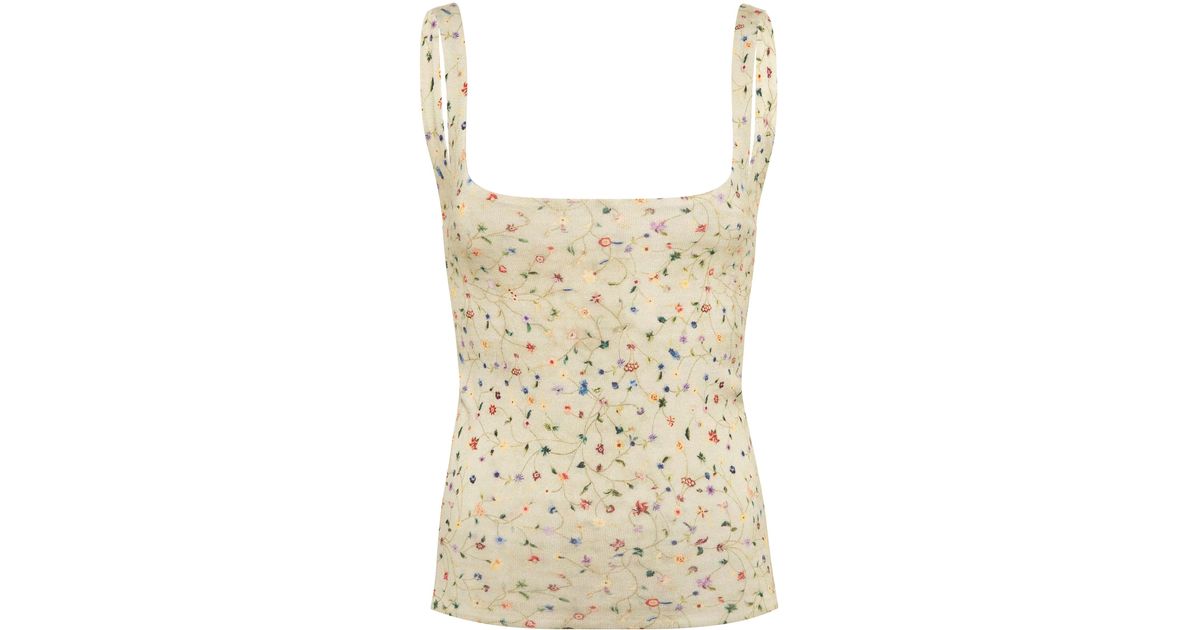 Siedres Cali Floral Knit Tank Top in Natural | Lyst
