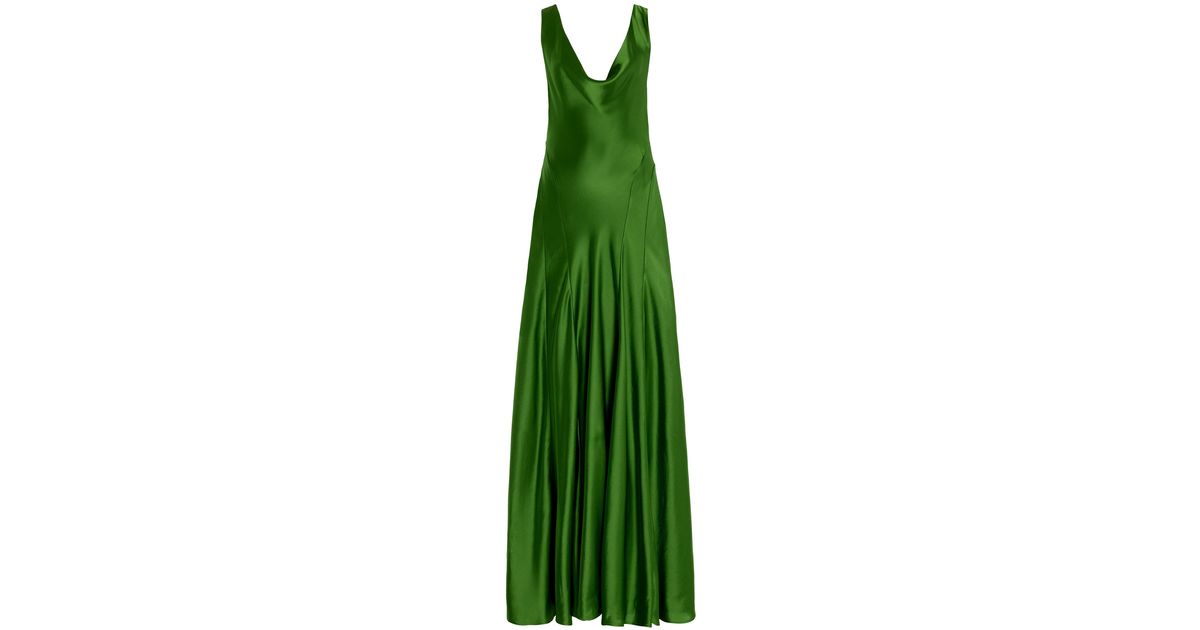 Anna Quan Keira Draped Satin Maxi Dress in Green | Lyst Canada