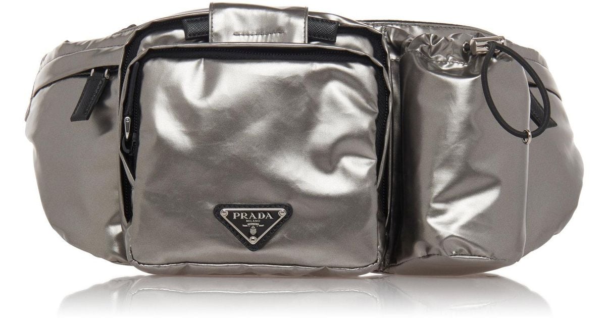 Prada Silver Nylon Hip Bag With Water Bottle Holder in Gray for Men