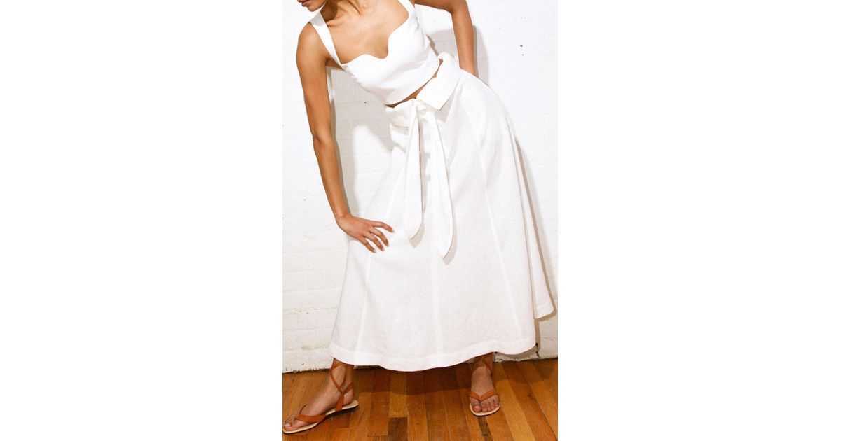 Mara Hoffman Anna Hemp Midi Skirt in White | Lyst