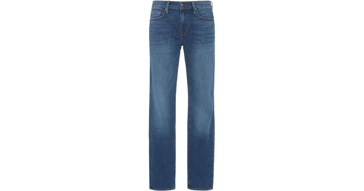 FRAME Denim L'homme Skinny-fit Distressed Jeans in Blue for Men - Lyst