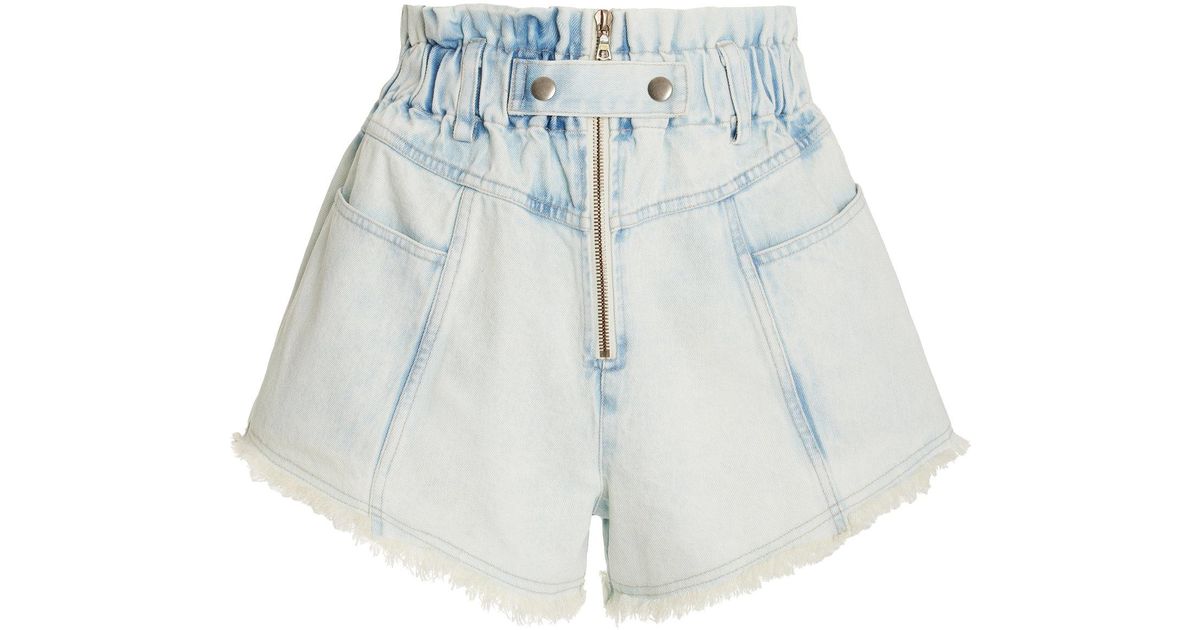 Sea Birdie Bleached Denim Shorts | Lyst