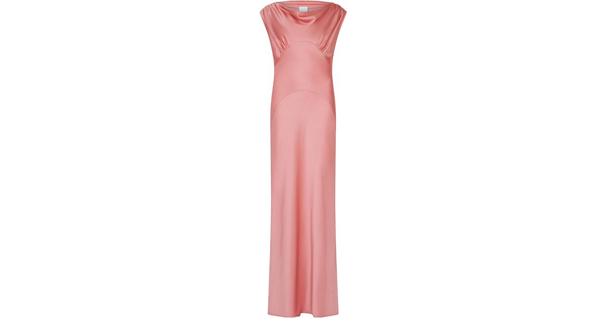 Paris Georgia Basics Raina Draped Satin Maxi Dress in Pink | Lyst