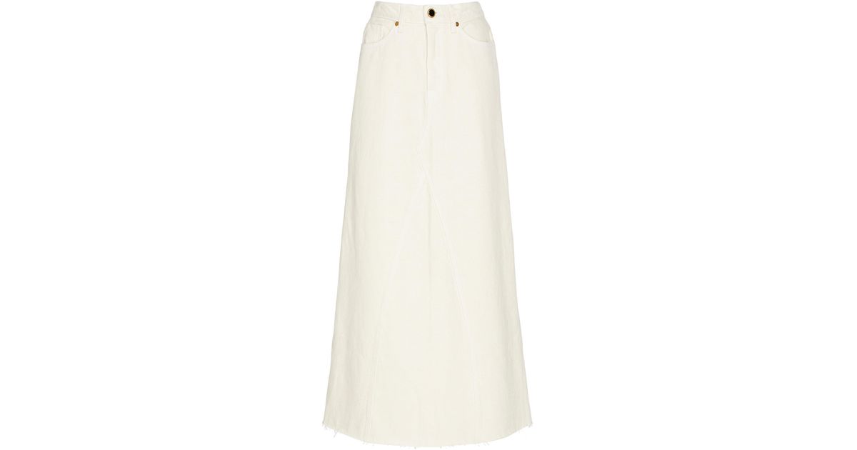 Khaite Magdalena Denim Maxi Skirt in White | Lyst