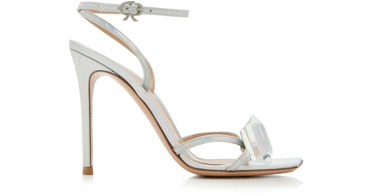 Gianvito Rossi Jaipur Embellished Leather Sandals in Silver (White ...