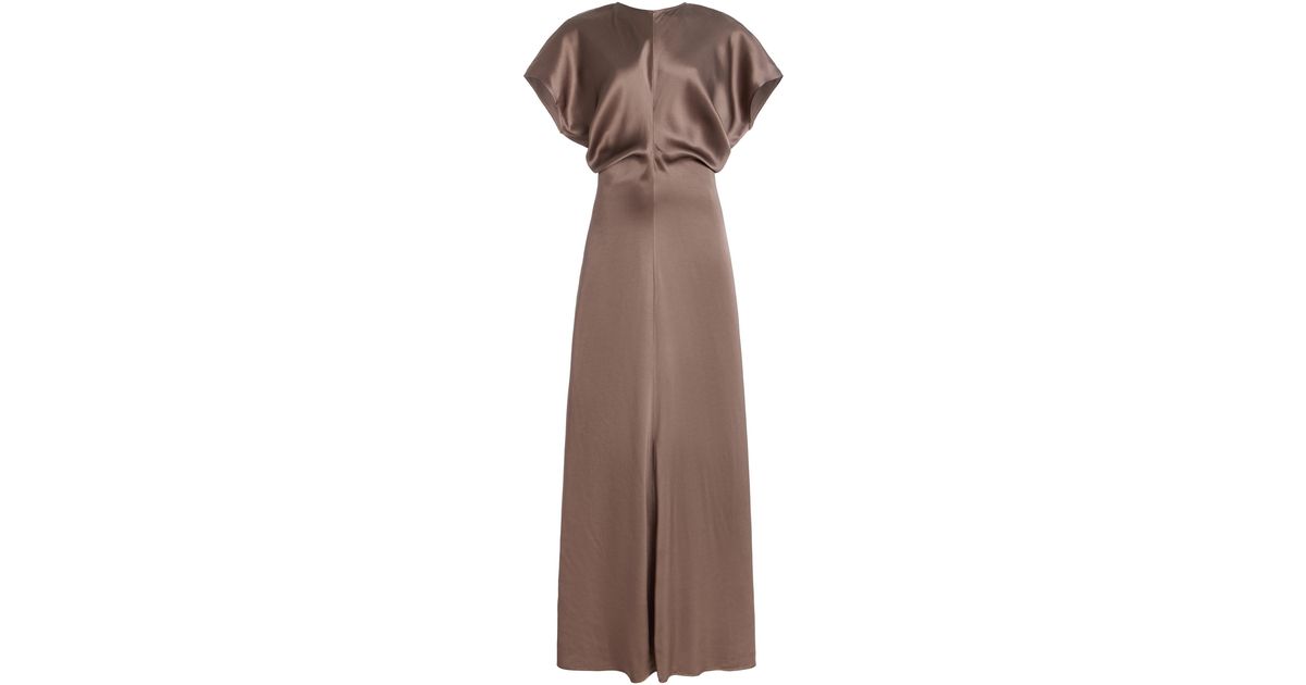 toteme brown silk dress Toteme, Draped satin maxi dress, Women, Brown, US 0, Dresses, Viscose