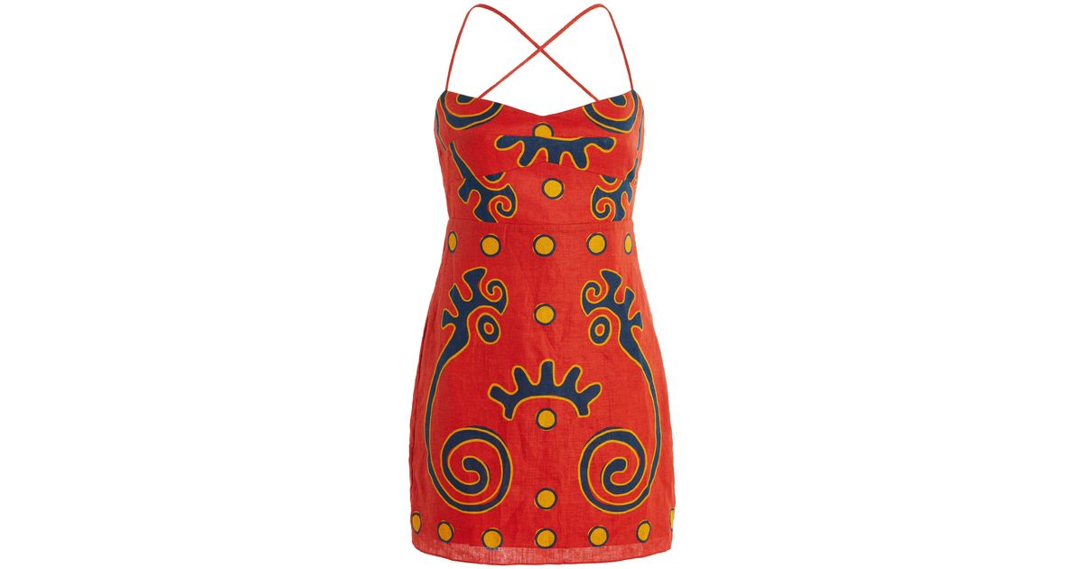 Cala De La Cruz Tere Linen Dress in Red | Lyst