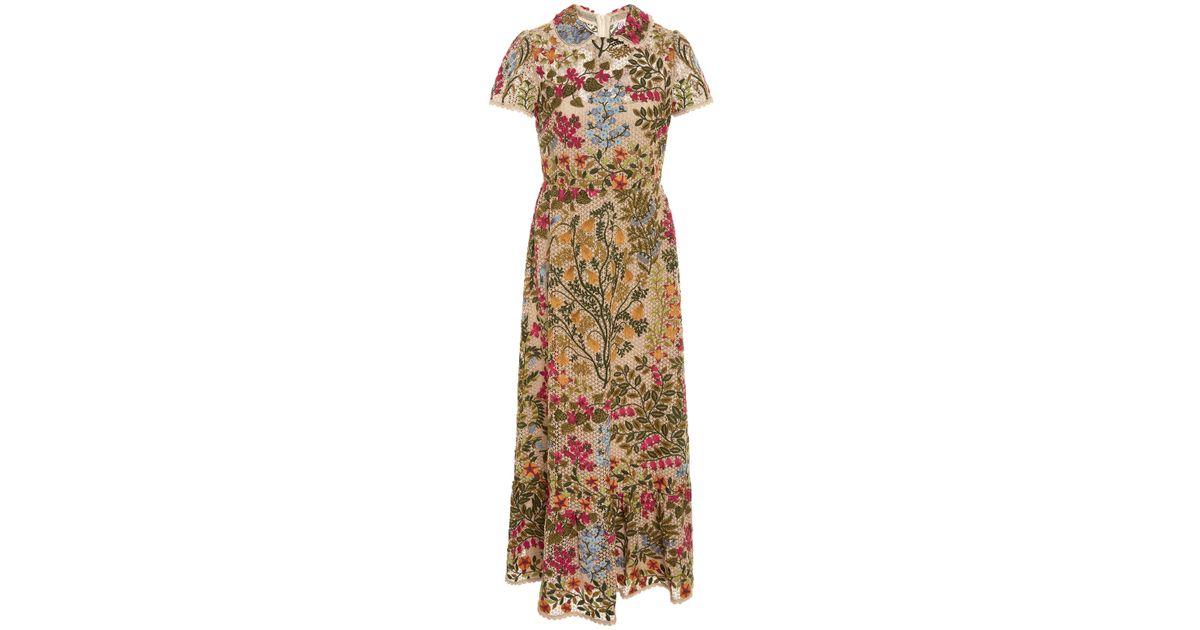 RED Valentino Floral Embroidered Macramé Dress | Lyst RED Valentino Floral Embroidered Macramé Dress | Lyst