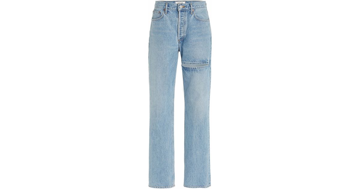 Agolde Denim Lana Cutout Rigid Mid-rise Straight-leg Jeans in Light ...