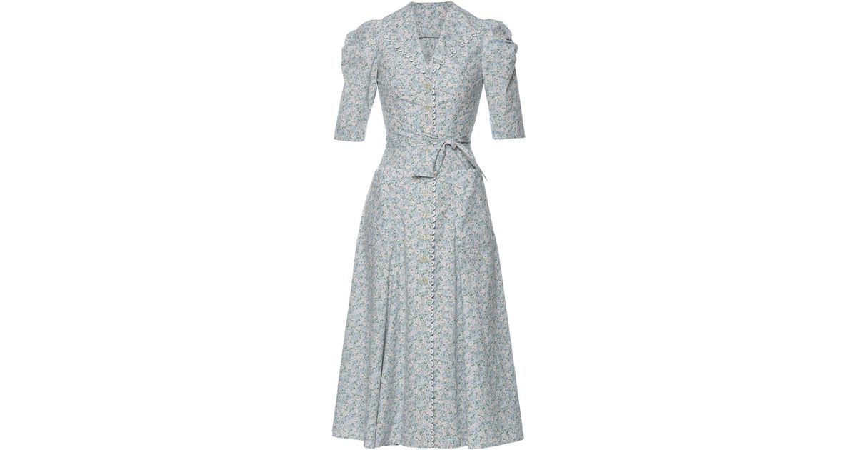 Lena Hoschek Courtship Cotton Midi Dress in Gray | Lyst