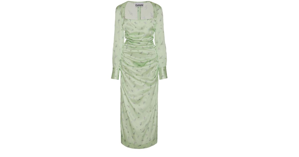 green emerald velvet dress Ganni main image 1