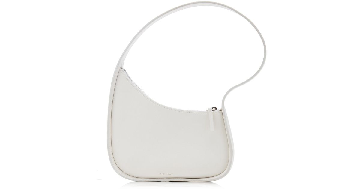 The Row Half Moon Leather Bag in White | Lyst Canada