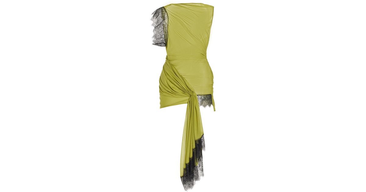 Christopher Esber Galathea Lace-trimmed Jersey Mini Dress in Green | Lyst