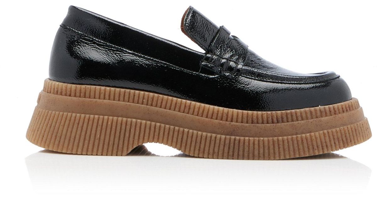 Ganni Wallaby Leather Creeper Loafers in Black | Lyst Australia